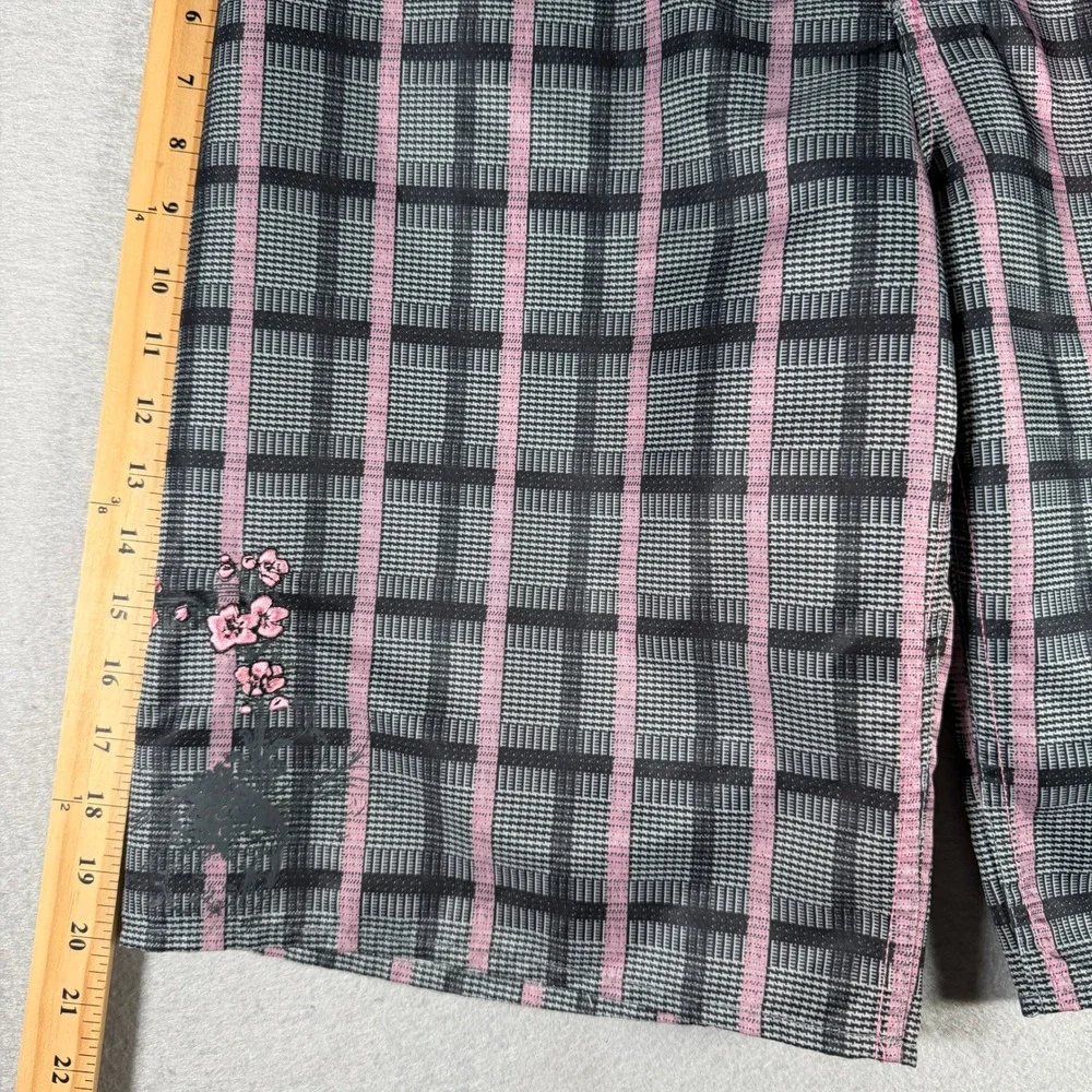 Alpinestars Mens Plaid Board Shorts Pink Black Grey Cherry Blossom Size 11 37W